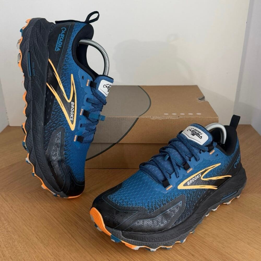 Brooks Cascadia 18 Blue Sapphire/Orange Men Trail Sneakers- SZ 9